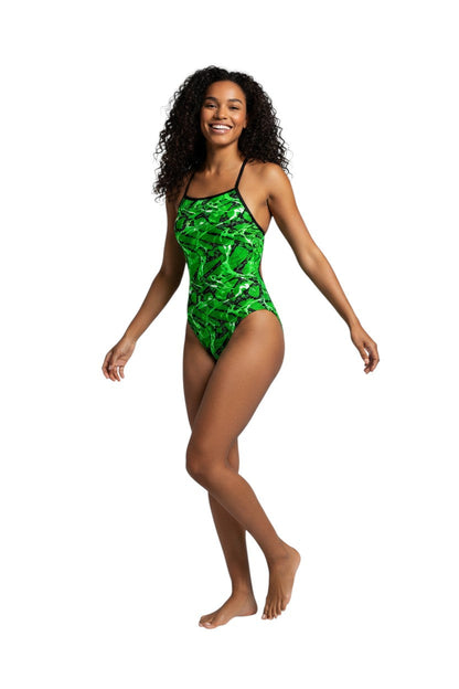 Kiefer Sandies Wave Daze One Piece in green, shown on model