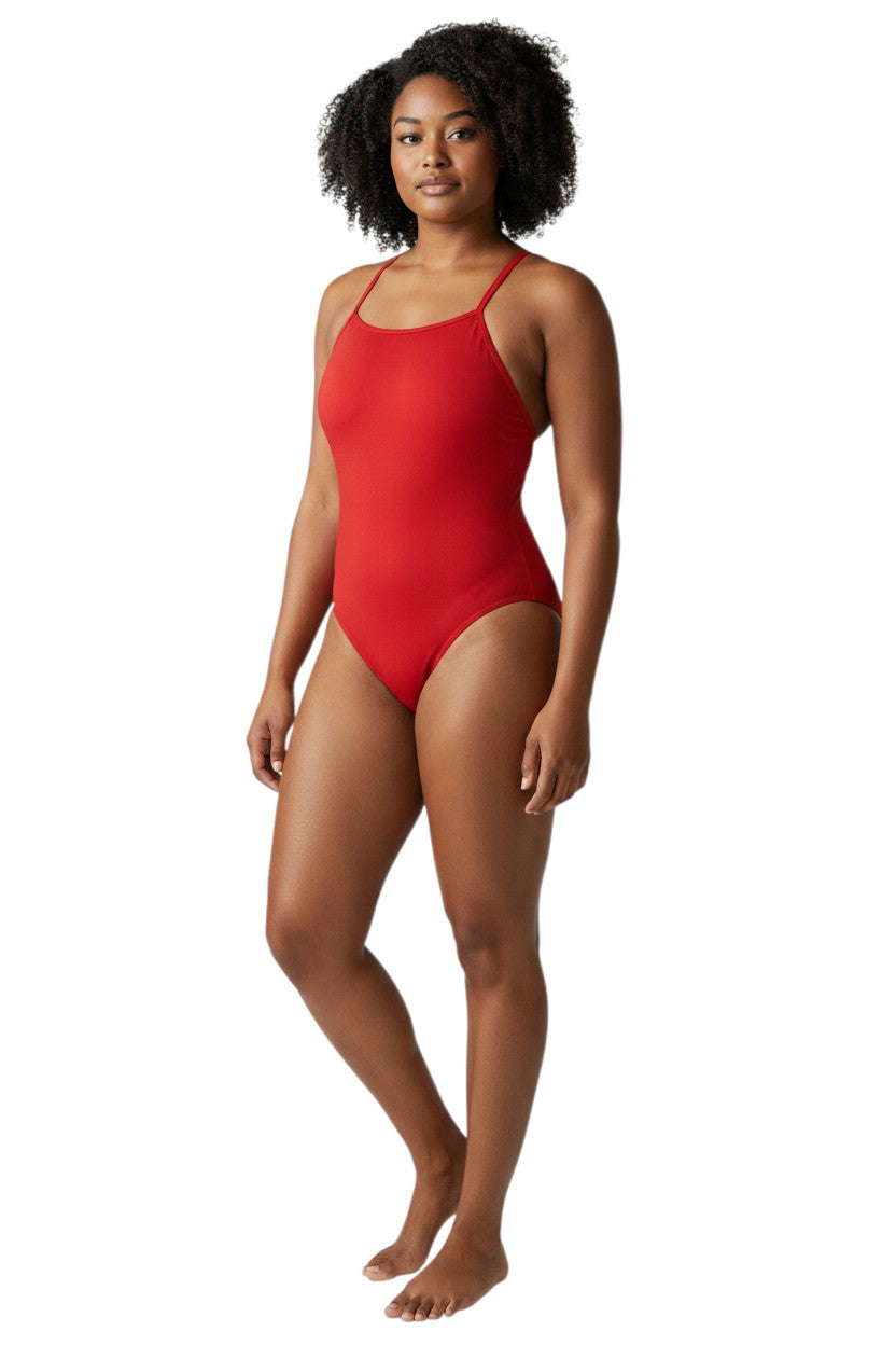 Kiefer Solid H-Back in red, shown on model