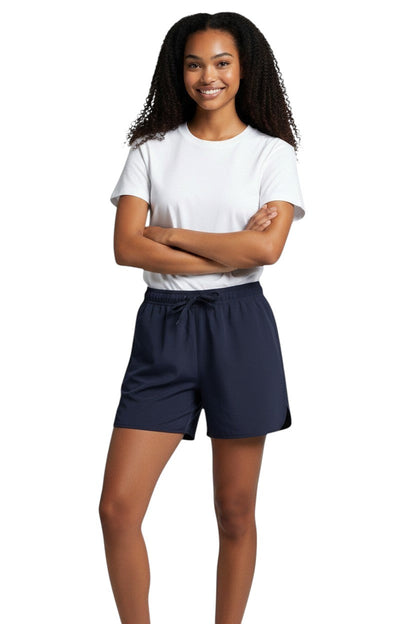 Kiefer Women's 5 inch Short in navy, shown on model