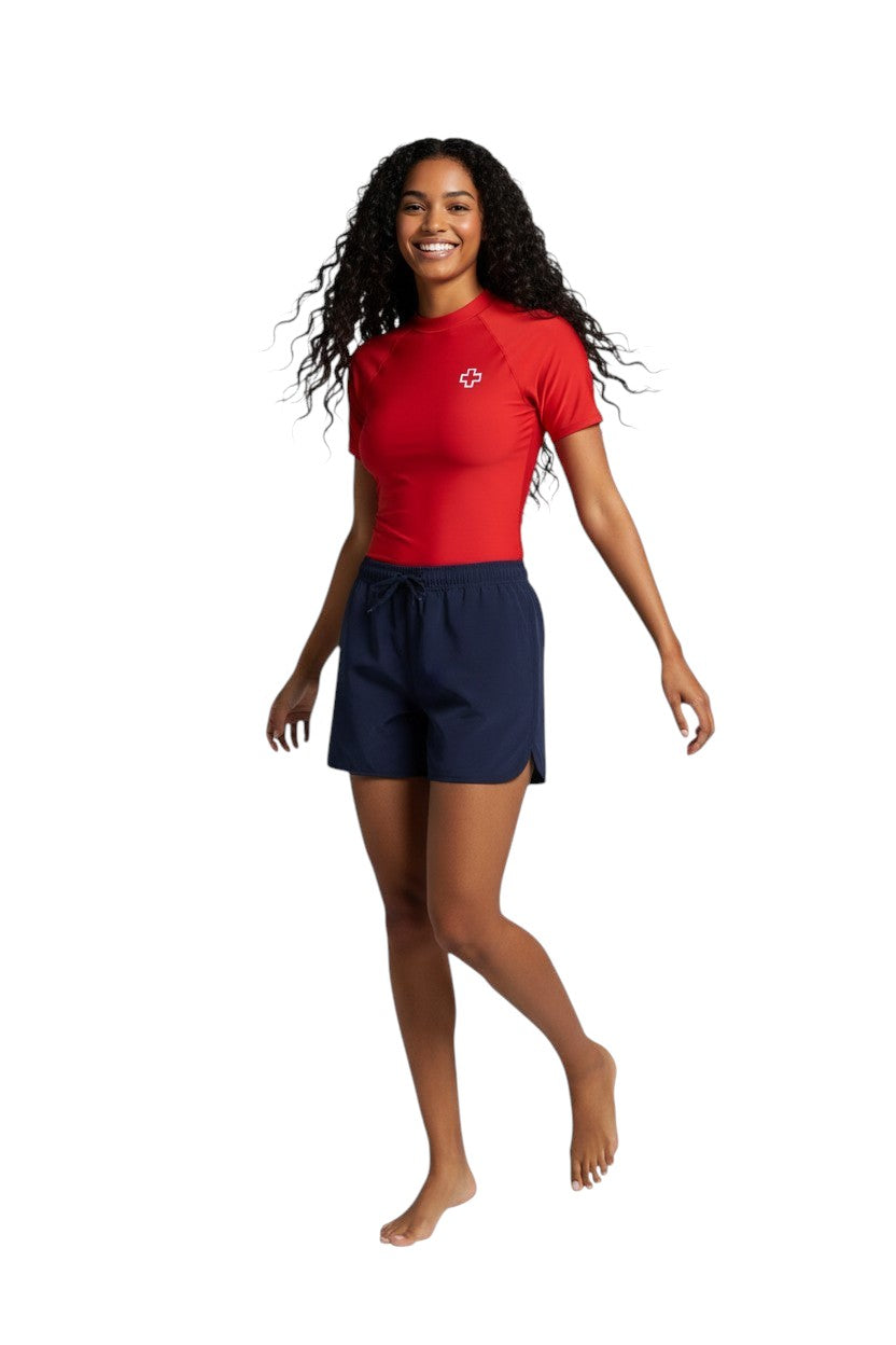 Kiefer Women's 5 inch Short in navy, shown on model