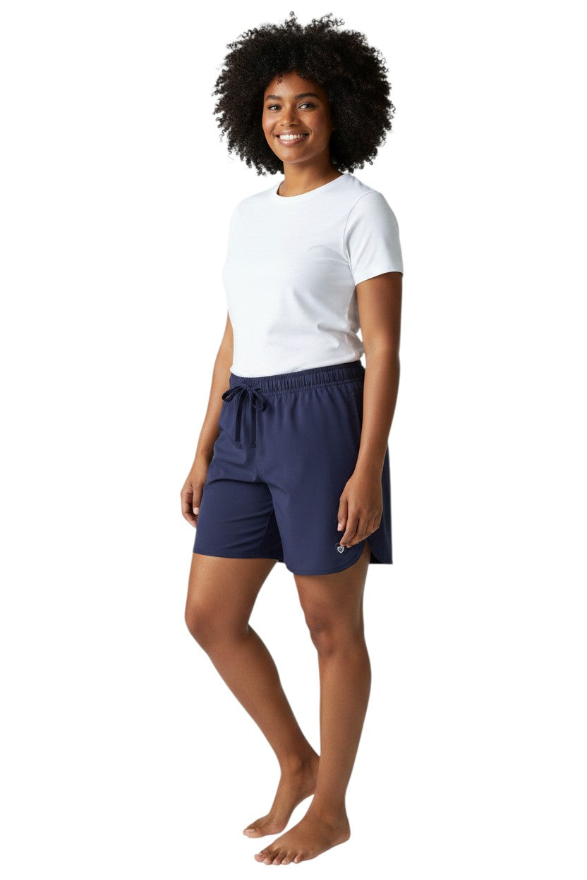 Kiefer Women's Guard 5 inch Short in navy, shown on model