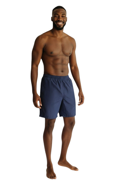 Kiefer Solid Board Short in navy, shown on model