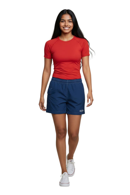 RISE Guard Flex Waterpark Board Short in navy, shown on model