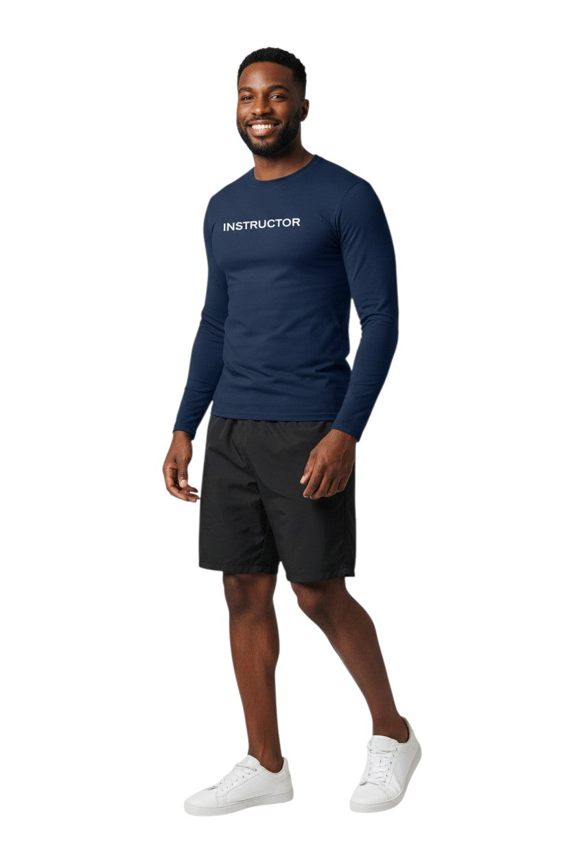 Kiefer Instructor L/S Crewneck Rashguard in navy, shown on model