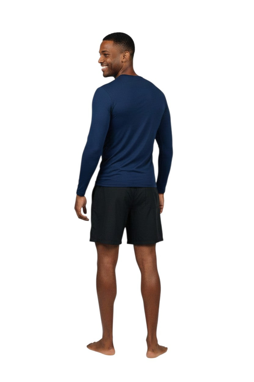 Kiefer Instructor L/S Crewneck Rashguard in navy, shown on model