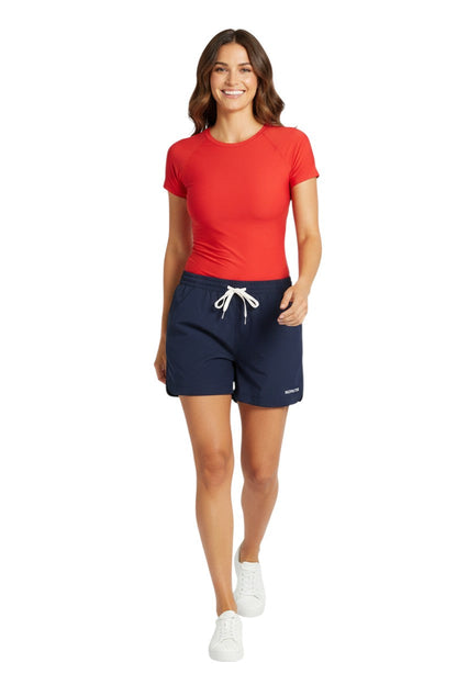 RISE Instructor Female Roll Short in navy, shown on model