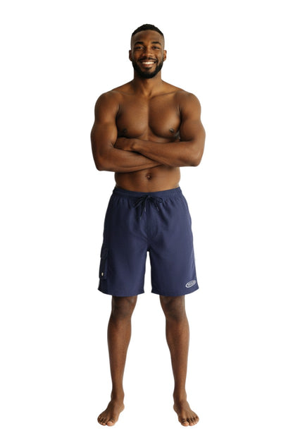 RISE Manager Male Flex Board Short in navy, shown on model