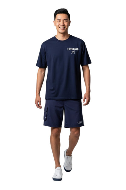 RISE Staff Male Flex Board Short in navy, shown on model
