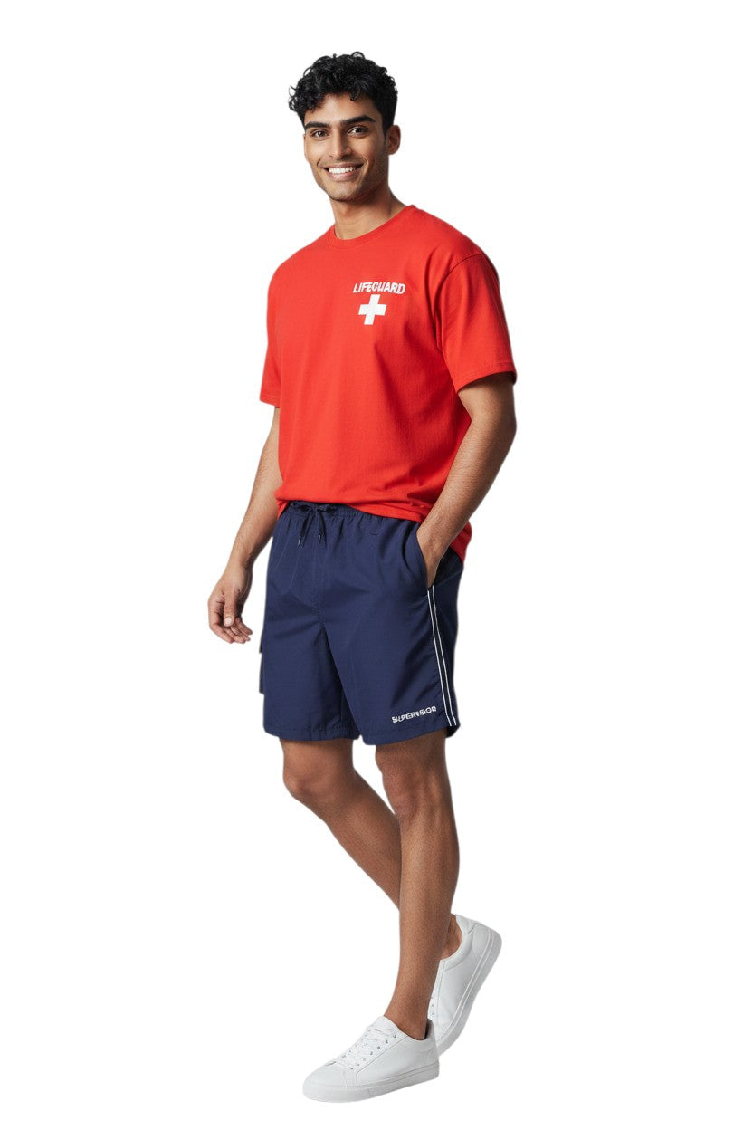 Kiefer Supervisor Board Short in navy, shown on model