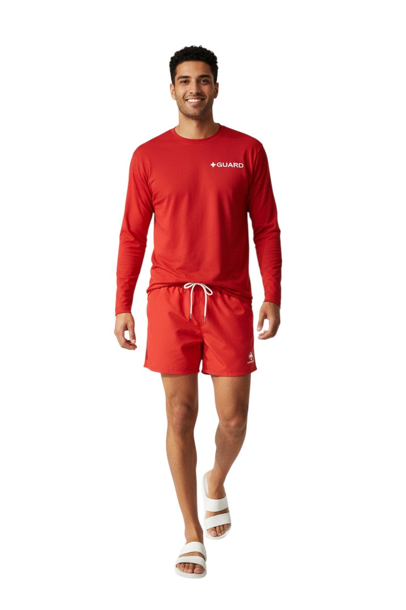 Kiefer Dri-Fit Guard Long Sleeve Tee in red, shown on model
