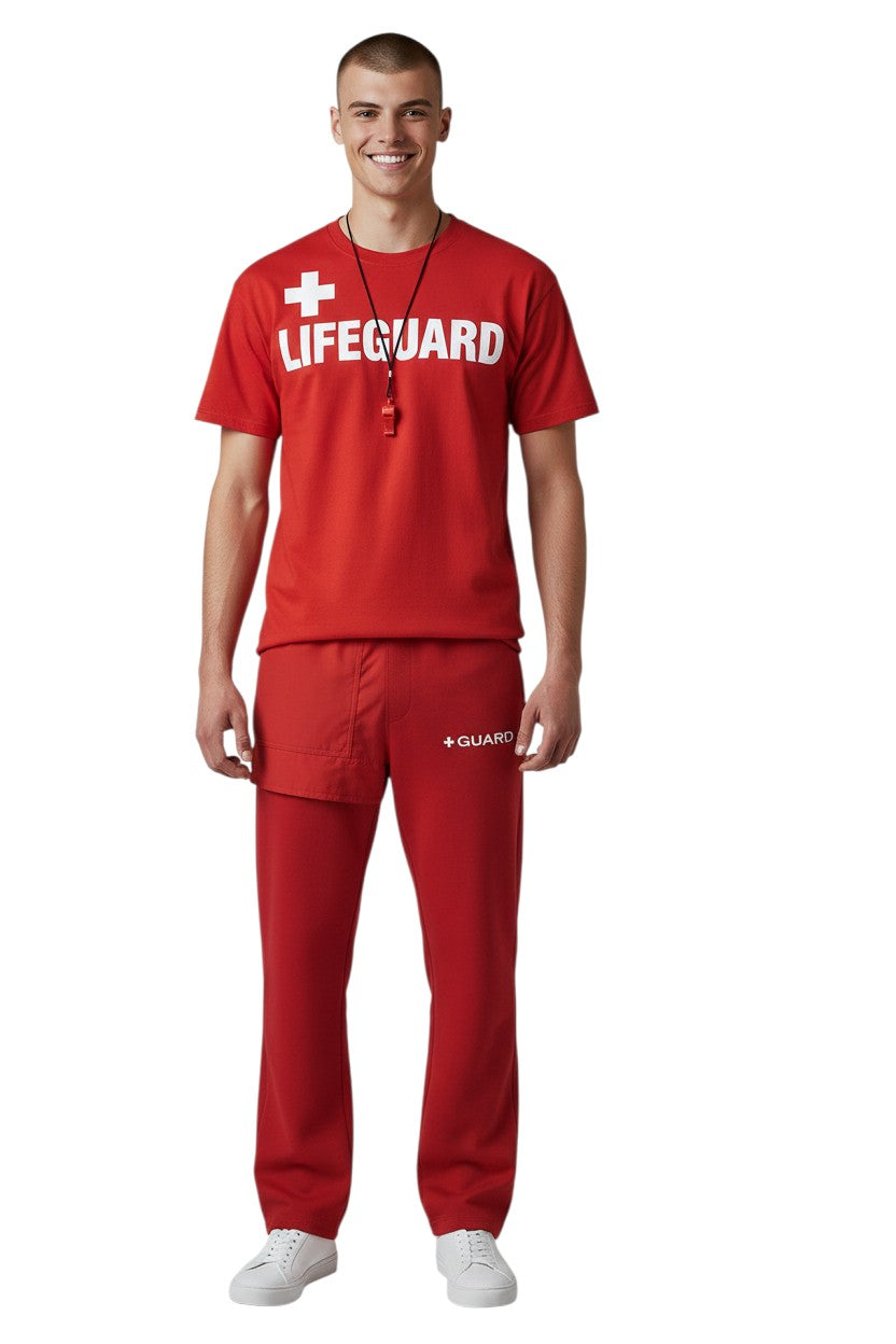 Kiefer Guard Sweatpants in red, shown on model