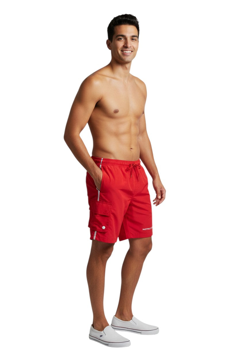 Kiefer Instructor Board Short in red, shown on model