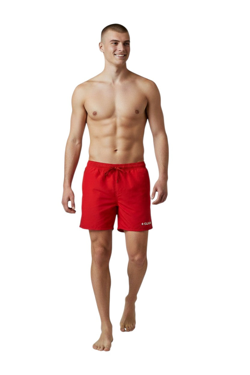 Kiefer Men's Guard 5 inch Short in red, shown on model