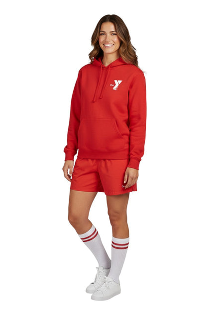 YMCA Standard Sweatshirt in red, shown on model