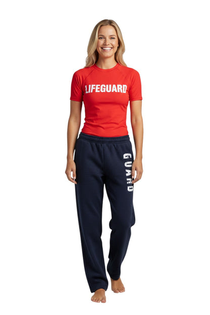 Kiefer RISE Guard Fleece Pants in navy blue with white "GUARD" logo down the leg. 50% Cotton/50% Polyester.