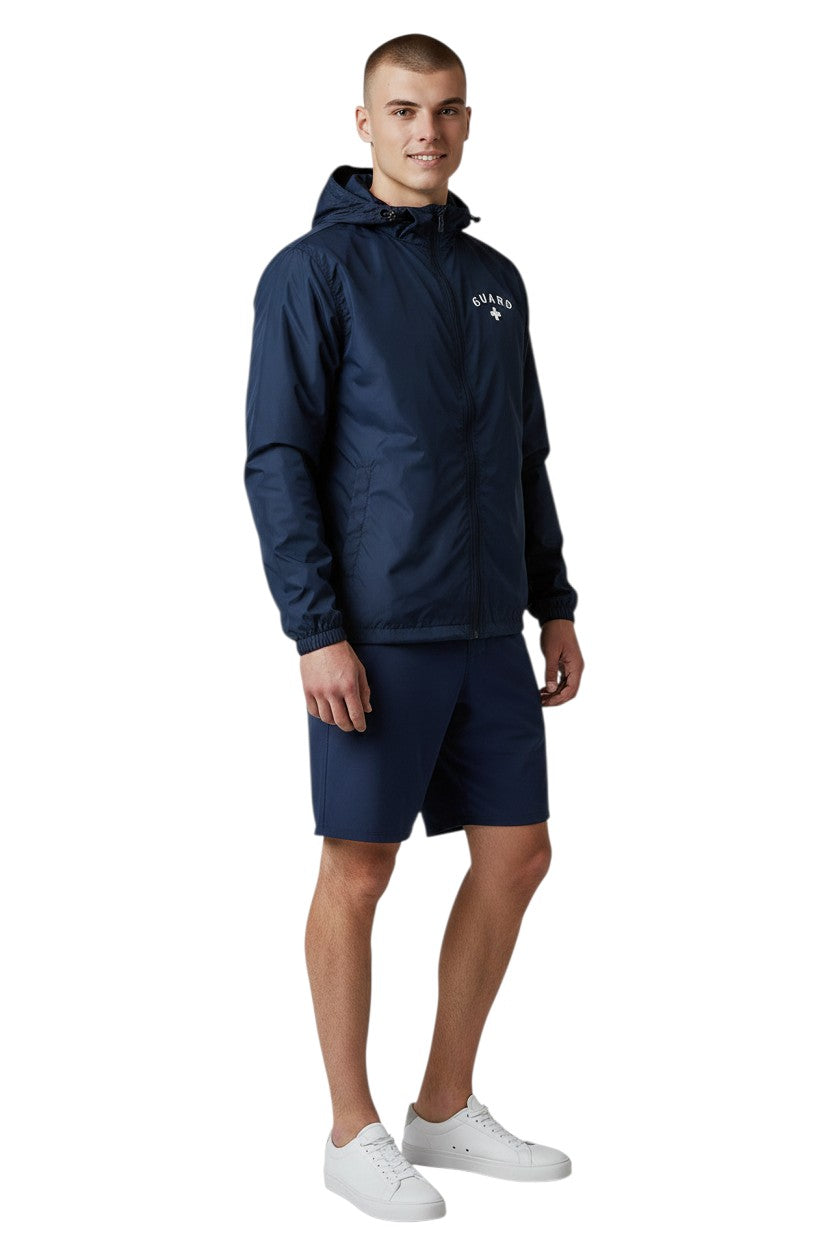 Kiefer RISE Guard navy blue waterproof polyurethane jacket with full zip and "GUARD" lettering.
