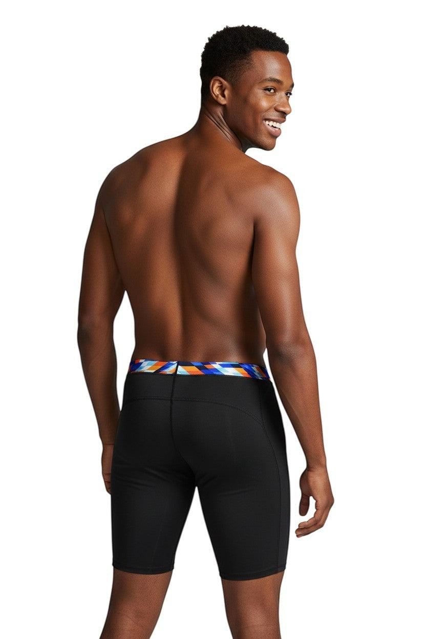 RISE Sandies Swerve Poly Jammer in black, shown on model
