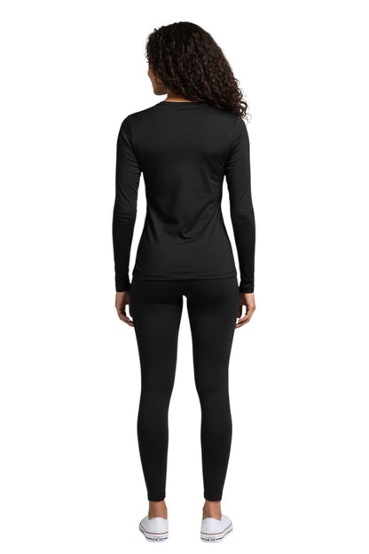 RISE Solid Long Sleeve Crew Neck Rashguard in black, shown on model