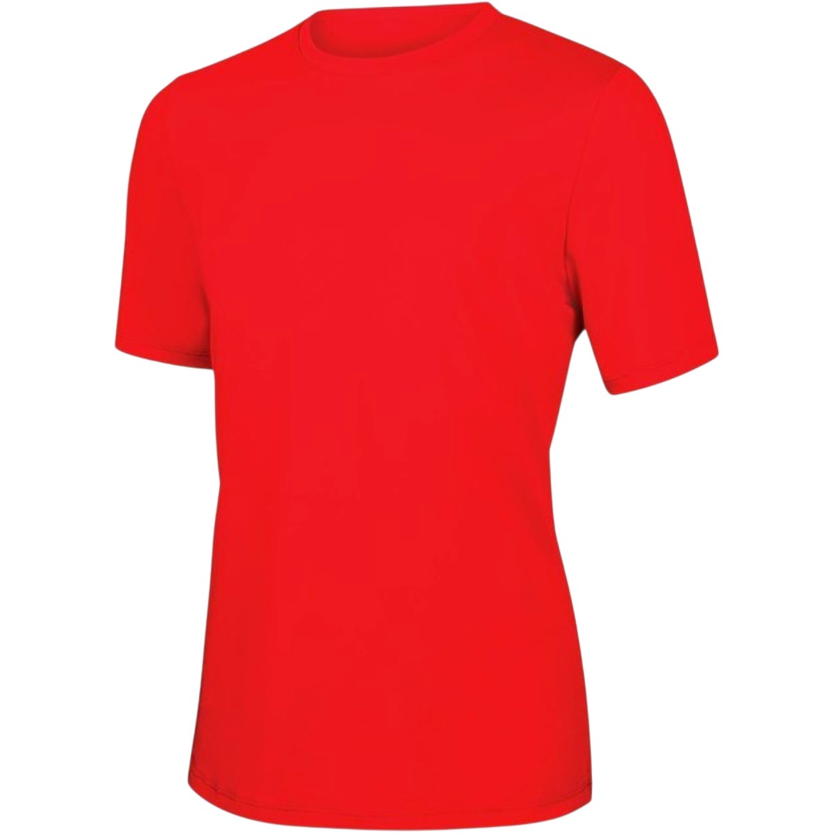 Kiefer RISE Solid Short Sleeve Crew Neck Rashguard in red. Made of polyester and spandex blend with UPF 50+ protection.