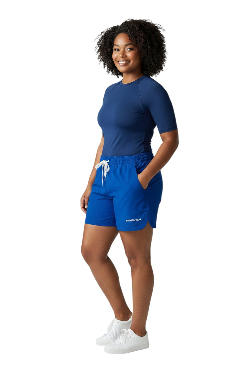 RISE Supervisor Female Roll Short in royal blue, shown on model