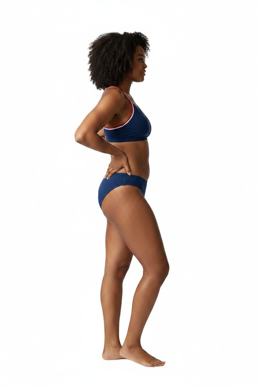 Rise Solid Poly Tri Color Bikini