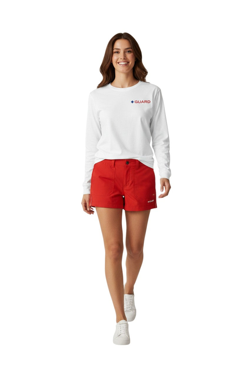 Kiefer Long Sleeve Guard Tee in white, shown on model