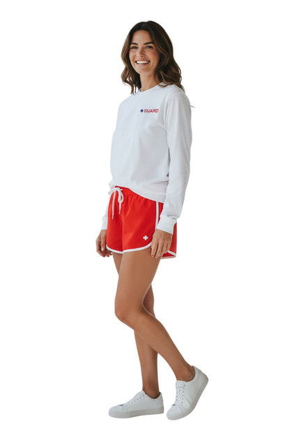 Kiefer Long Sleeve Guard Tee in white, shown on model
