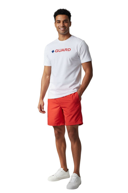 Kiefer Guard Short Sleeve Crewneck Rashguard in white, shown on model