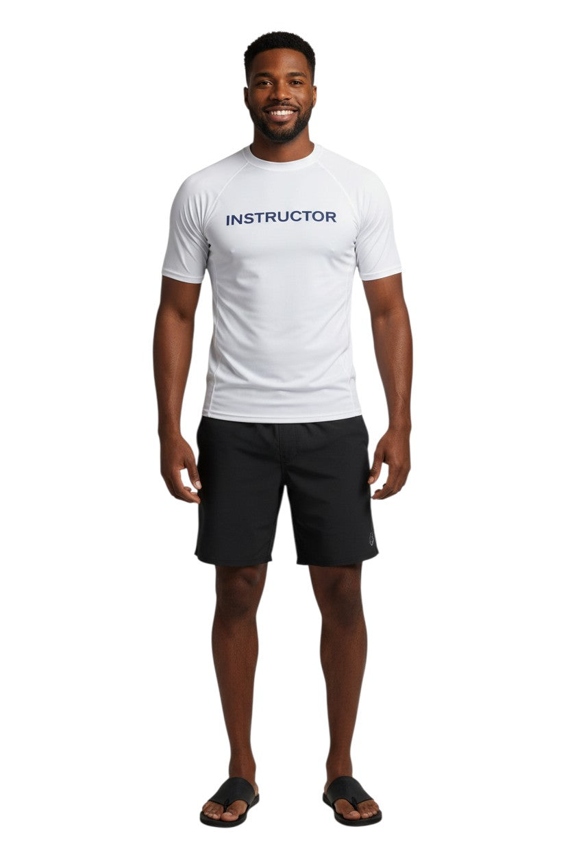 Kiefer Instructor S/S Crewneck Rashguard in white, shown on model