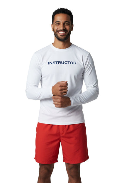 Kiefer Instructor L/S Crewneck Rashguard in white, shown on model