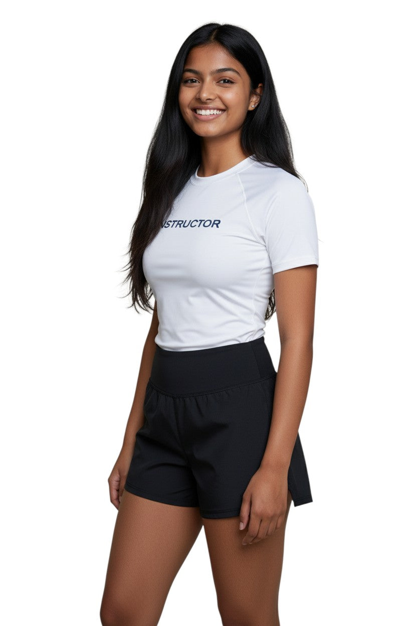Kiefer Instructor S/S Crewneck Rashguard in white, shown on model